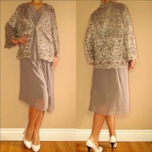 Marina Rinaldi Silk Midi Dress Jacket Party Set Old Money Quiet Luxury Fairy New